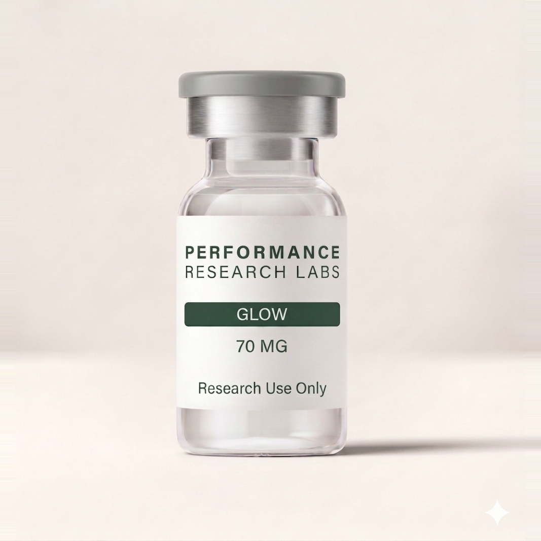 GLOW research peptide vial